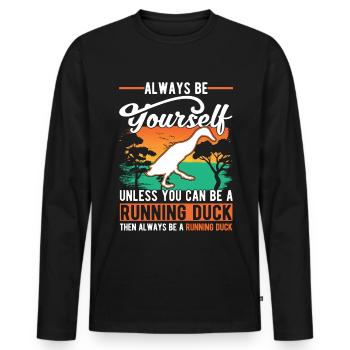 Indian Running Gift Running Duck - T-shirt manches longues Premium bio Homme - noir - Devant - Nico (187cm)