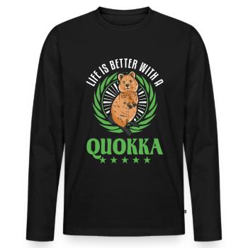 Life is better with a Quokka short-tailed kangaroo - Men's Premium Organic Long Sleeve Shirt - black - Front - Nico (187cm)
