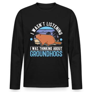 Groundhog Groundhog Marmot Forest Marmot - Men's Premium Organic Long Sleeve Shirt - black - Front - Nico (187cm)