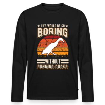 Indian Running Gift Running Duck - Men's Premium Organic Long Sleeve Shirt - black - Front - Nico (187cm)
