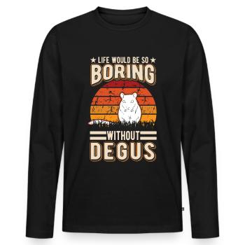 La vie serait si ennuyeuse sans Degus - T-shirt manches longues Premium bio Homme - noir - Devant - Nico (187cm)