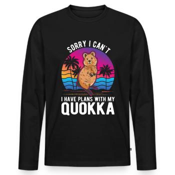Kangourou à queue courte quokka - T-shirt manches longues Premium bio Homme - noir - Devant - Nico (187cm)