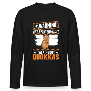 Avertissement Quokka Kangourou à queue courte - T-shirt manches longues Premium bio Homme - noir - Devant - Nico (187cm)