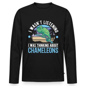 Chameleon Cadeau Caméléon - T-shirt manches longues Premium bio Homme - noir - Devant - Nico (187cm)