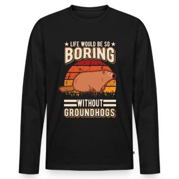 Murmeltier Groundhog Marmot Waldmurmeltier - Männer Premium Bio Langarmshirt - Schwarz - Vorne - Nico (187cm)