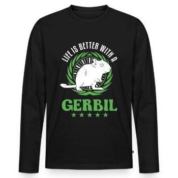 La vie est meilleure avec une gerbille de rat de course Gerbil - T-shirt manches longues Premium bio Homme - noir - Devant - Nico (187cm)