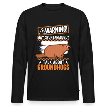 Warning Groundhog Day Woodchuck - Men's Premium Organic Long Sleeve Shirt - black - Front - Nico (187cm)