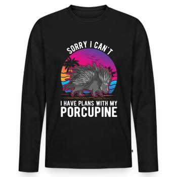 Porcupine Gift Porcupine - Men's Premium Organic Long Sleeve Shirt - black - Front - Nico (187cm)