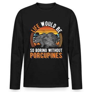 Porcupine Gift Porcupine - Men's Premium Organic Long Sleeve Shirt - black - Front - Nico (187cm)
