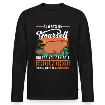 Murmeltier Groundhog Marmot Waldmurmeltier - Männer Premium Bio Langarmshirt - Schwarz - Vorne - Nico (187cm)