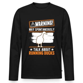 Warning Running Bottle Duck Running Duck - Men's Premium Organic Long Sleeve Shirt - black - Front - Nico (187cm)
