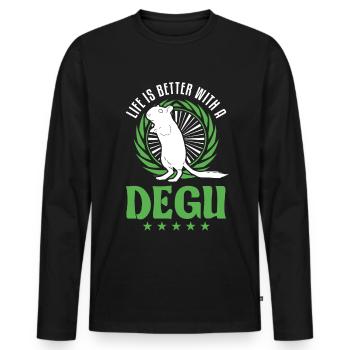La vie est meilleure avec un Degu - T-shirt manches longues Premium bio Homme - noir - Devant - Nico (187cm)