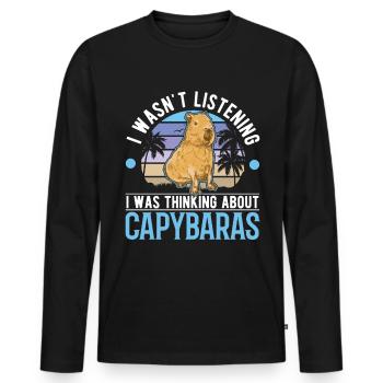 Capybara Cadeau Capybara - T-shirt manches longues Premium bio Homme - noir - Devant - Nico (187cm)