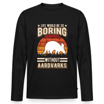 Erdferkel Geschenk Aardvark - Männer Premium Bio Langarmshirt - Schwarz - Vorne - Nico (187cm)