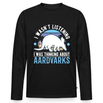 Erdferkel Geschenk Aardvark - Männer Premium Bio Langarmshirt - Schwarz - Vorne - Nico (187cm)