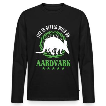 La vie est meilleure avec un Aardvark Erdferkel - T-shirt manches longues Premium bio Homme - noir - Devant - Nico (187cm)