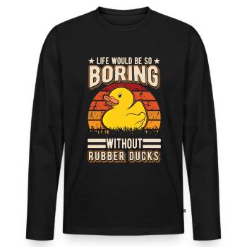 Canard en caoutchouc Cadeau Canard Grinçant Canard Bain Canard - T-shirt manches longues Premium bio Homme - noir - Devant - Nico (187cm)