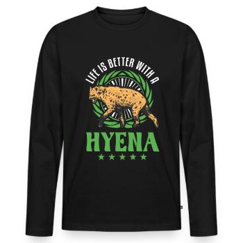 Life is better with a Hyena Earth Wolf Hyena - Men's Premium Organic Long Sleeve Shirt - black - Front - Nico (187cm)