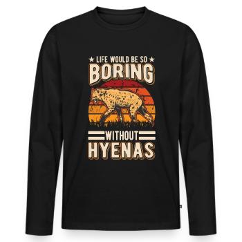 Hyäne Geschenk Erdwolf Hyena - Männer Premium Bio Langarmshirt - Schwarz - Vorne - Nico (187cm)