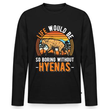 Hyäne Geschenk Erdwolf Hyena - Männer Premium Bio Langarmshirt - Schwarz - Vorne - Nico (187cm)
