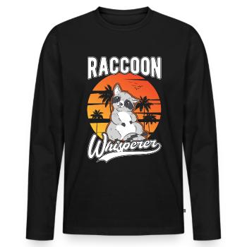 Raton laveur Whisperer Raton laveur - T-shirt manches longues Premium bio Homme - noir - Devant - Nico (187cm)