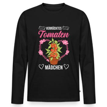 Verrücktes Tomaten Mädchen Tomatenzüchterin - Männer Premium Bio Langarmshirt - Schwarz - Vorne - Nico (187cm)