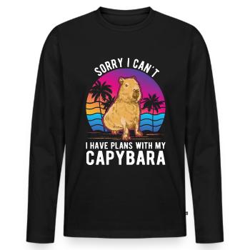 Capybara Cadeau Capybara - T-shirt manches longues Premium bio Homme - noir - Devant - Nico (187cm)