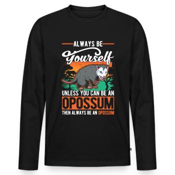 Opossum Geschenk Possum Beutelratte - Männer Premium Bio Langarmshirt - Schwarz - Vorne - Nico (187cm)