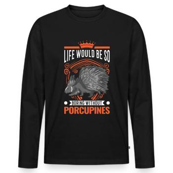Porcupine Gift Porcupine - Men's Premium Organic Long Sleeve Shirt - black - Front - Nico (187cm)