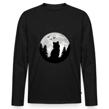 Quokka Moon Kangourou à queue courte - T-shirt manches longues Premium bio Homme - noir - Devant - Nico (187cm)