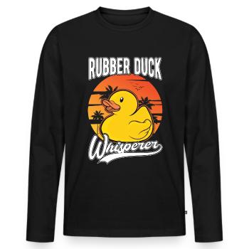 Canard en caoutchouc Whisperer Canard grinçant Canard baignant Canard - T-shirt manches longues Premium bio Homme - noir - Devant - Nico (187cm)