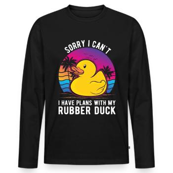Canard en caoutchouc Cadeau Canard Grinçant Canard Bain Canard - T-shirt manches longues Premium bio Homme - noir - Devant - Nico (187cm)