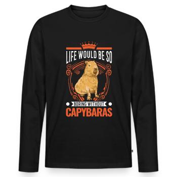 La vie serait si ennuyeuse sans les capybaras - T-shirt manches longues Premium bio Homme - noir - Devant - Nico (187cm)
