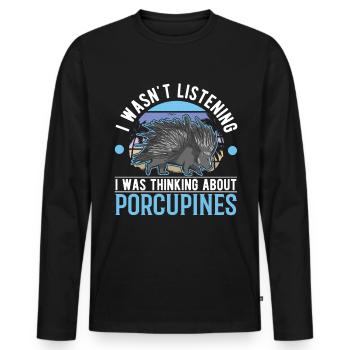 Porcupine Gift Porcupine - Men's Premium Organic Long Sleeve Shirt - black - Front - Nico (187cm)