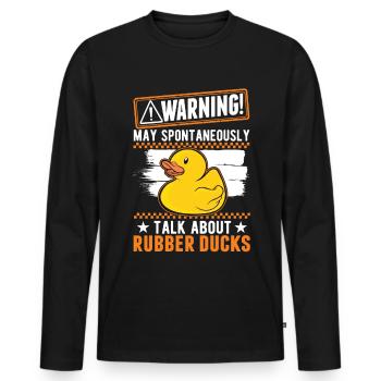 May spontaneously talk about Rubber Ducks - Männer Premium Bio Langarmshirt - Schwarz - Vorne - Nico (187cm)