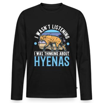 Hyène Cadeau Terre Loup Hyène - T-shirt manches longues Premium bio Homme - noir - Devant - Nico (187cm)