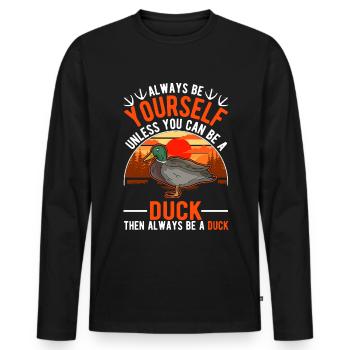 Canard Cadeau Canard Éleveur de Canard - T-shirt manches longues Premium bio Homme - noir - Devant - Nico (187cm)