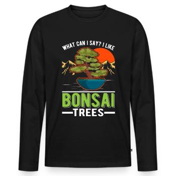 What can I say I like Bonsai Trees Bonsaibaum - Männer Premium Bio Langarmshirt - Schwarz - Vorne - Nico (187cm)
