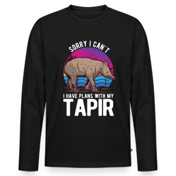 Désolé, je ne peux pas avoir de plans avec mon Tapir - T-shirt manches longues Premium bio Homme - noir - Devant - Nico (187cm)