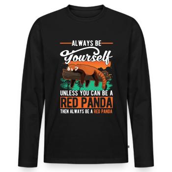 Roter Panda Geschenk Red Panda - Männer Premium Bio Langarmshirt - Schwarz - Vorne - Nico (187cm)