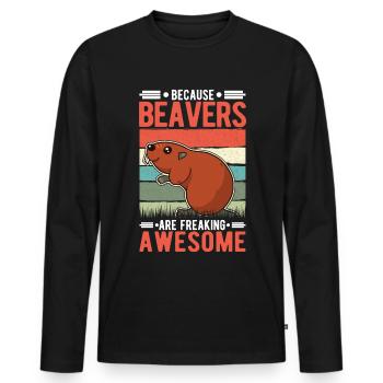 Because Beavers are freaking awesome Biber - Männer Premium Bio Langarmshirt - Schwarz - Vorne - Nico (187cm)