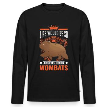 Australischer Wombat - Männer Premium Bio Langarmshirt - Schwarz - Vorne - Nico (187cm)