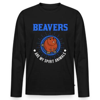 Beavers are my spirit animals Biber - Männer Premium Bio Langarmshirt - Schwarz - Vorne - Nico (187cm)