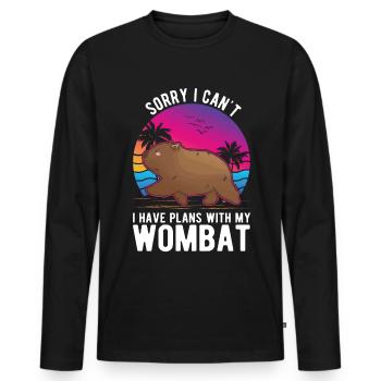 Australischer Wombat - Männer Premium Bio Langarmshirt - Schwarz - Vorne - Nico (187cm)