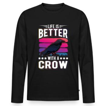 Life is better with a Crow Crow Raven Crow Crow - Men's Premium Organic Long Sleeve Shirt - black - Front - Nico (187cm)