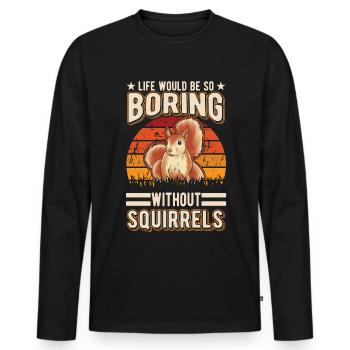 Cadeau Écureuil Écureuil Gris Écureuil - T-shirt manches longues Premium bio Homme - noir - Devant - Nico (187cm)