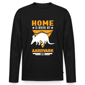 Home is where my Aardvark is Erdferkel - Men's Premium Organic Long Sleeve Shirt - black - Front - Nico (187cm)