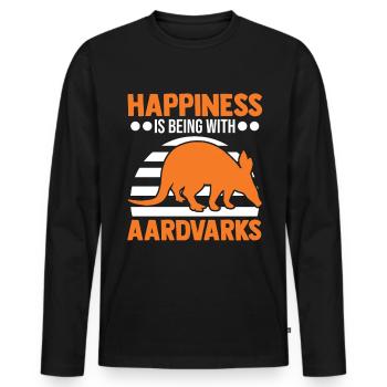 Aardvark Lucky Aardvark - T-shirt manches longues Premium bio Homme - noir - Devant - Nico (187cm)