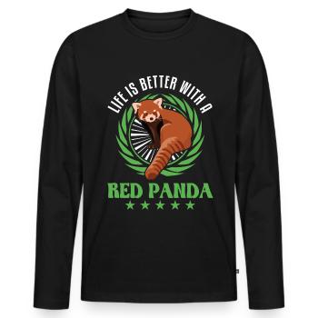 La vie est meilleure avec un panda roux roter panda - T-shirt manches longues Premium bio Homme - noir - Devant - Nico (187cm)
