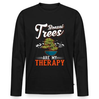 Bonsai Trees are my Therapy Bonsai Tree - Men's Premium Organic Long Sleeve Shirt - black - Front - Nico (187cm)